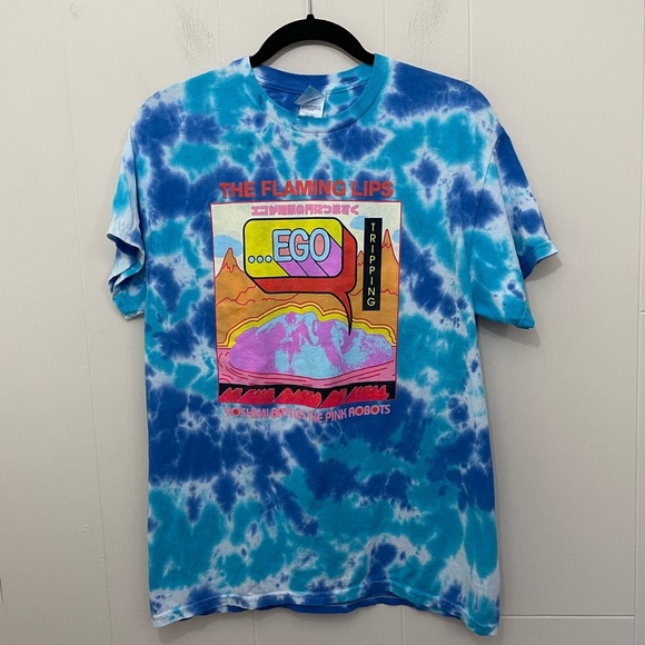 Flaming Lips Band T Shirt Tie Dye Blue Teal Tripping Ego Yoshimi Battles Size M - Picture 1 of 10